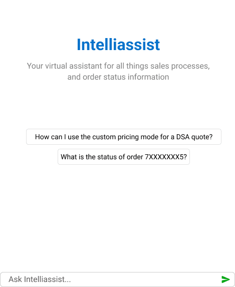 Legacy IntelliAssist landing screen with a sparse search input that hid the AI's full capabilities