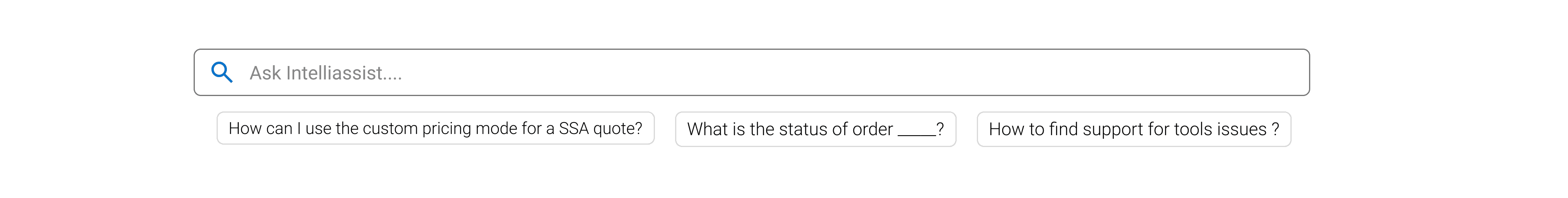 Smart search input with role-specific prompt chips visible at first load